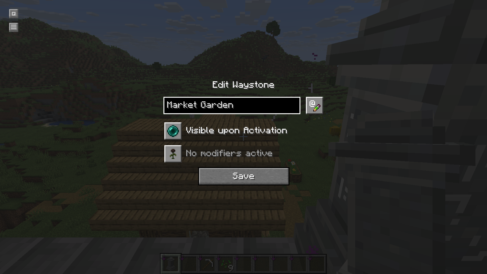The garden stop is named Market Garden in the waystone interface.