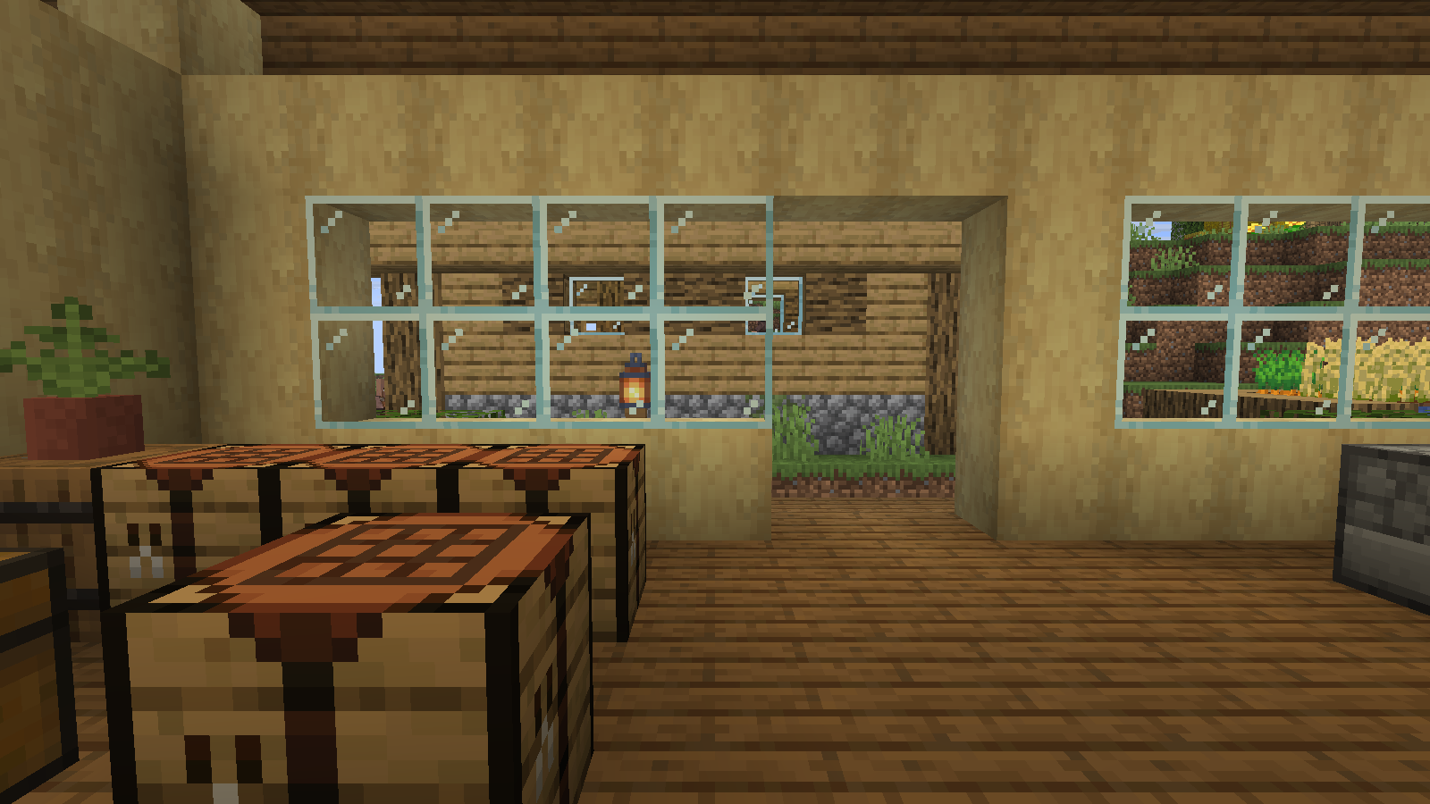 The workshop with default textures before selecting Faithful 32x.