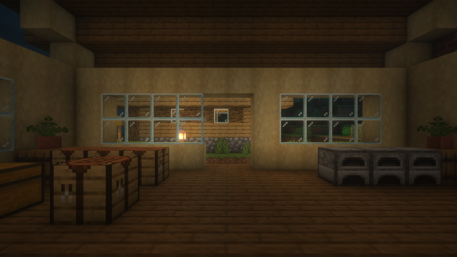 BSL gives the lantern-lit workshop a warm window and subdued interior corners.