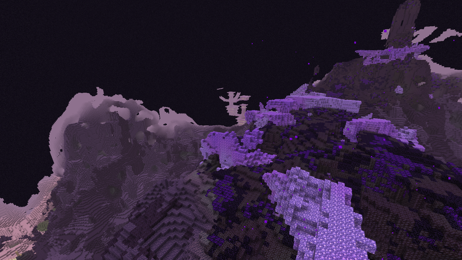 Crystal-covered ridges rise above a deep drop in the Nullscape End.