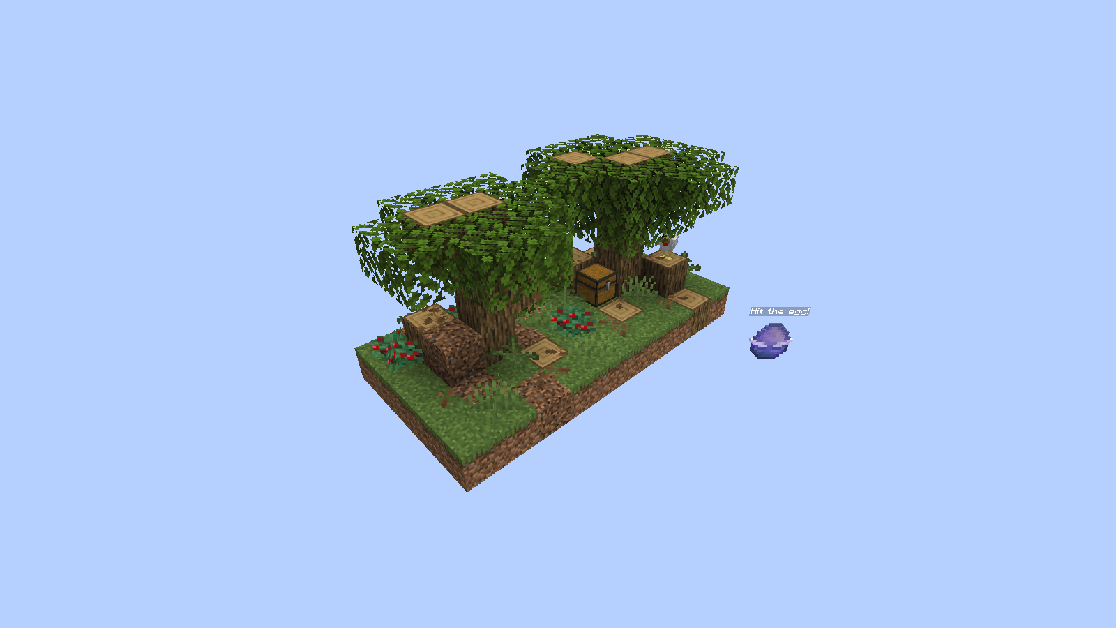 Two successful egg placements have produced adjoining surface areas with trees and berry bushes.