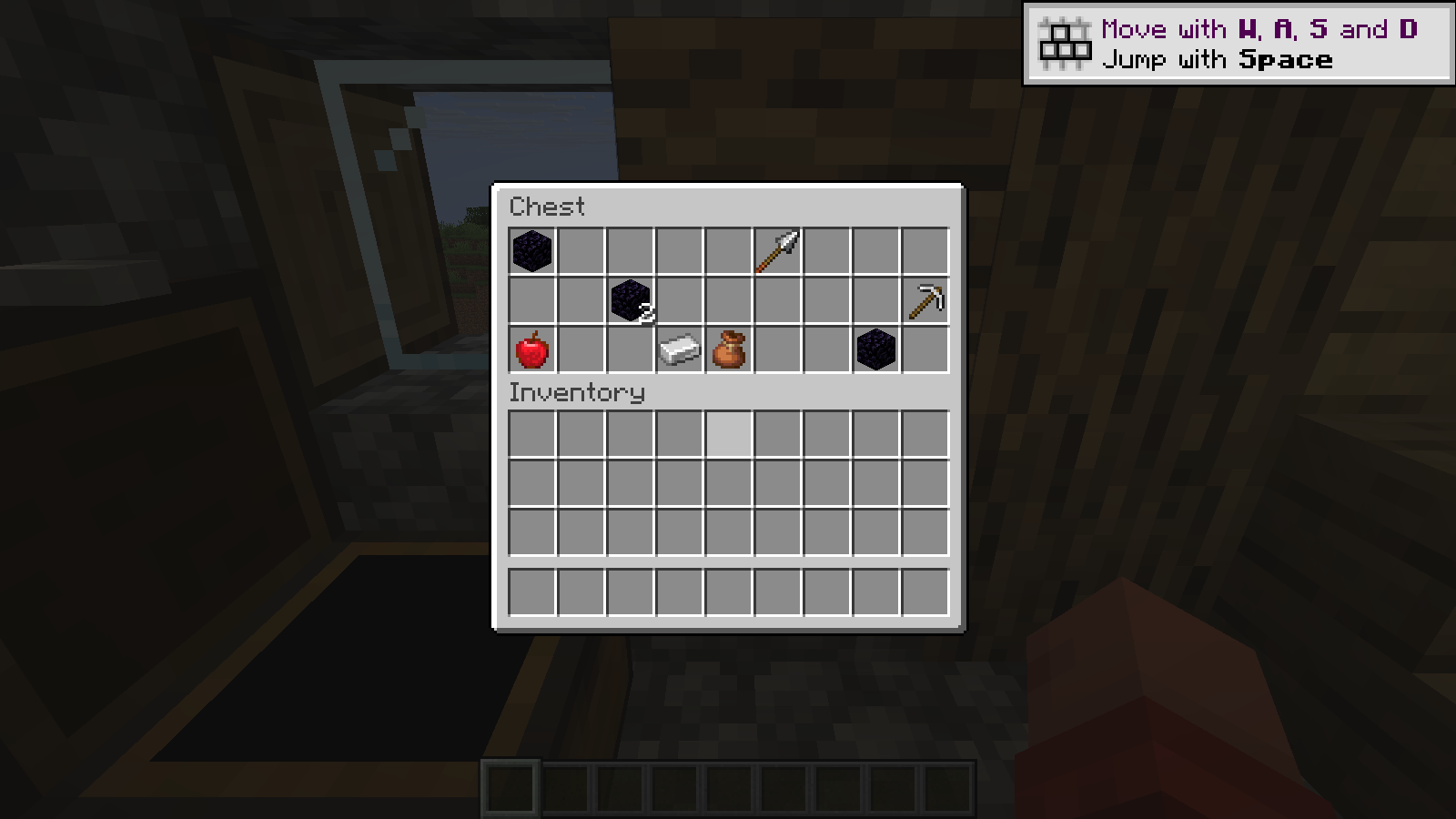 A generated weaponsmith chest opened through normal Minecraft interaction.