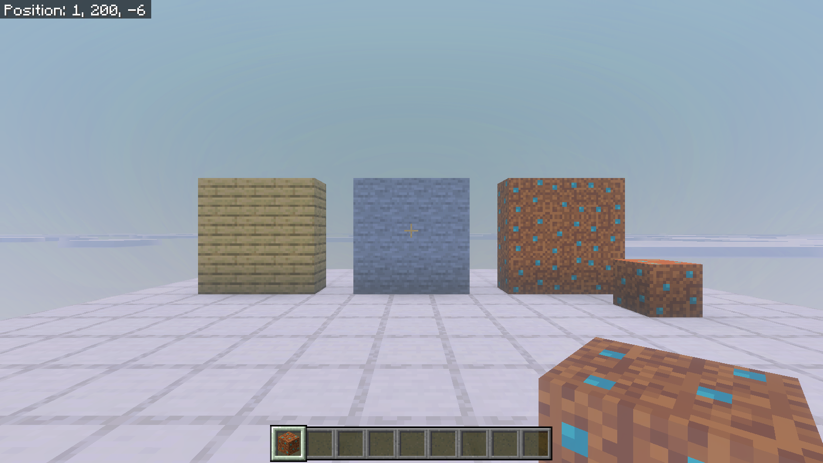 Matching comparison view with turquoise flecks on the dirt panel, placed dirt and held dirt item.