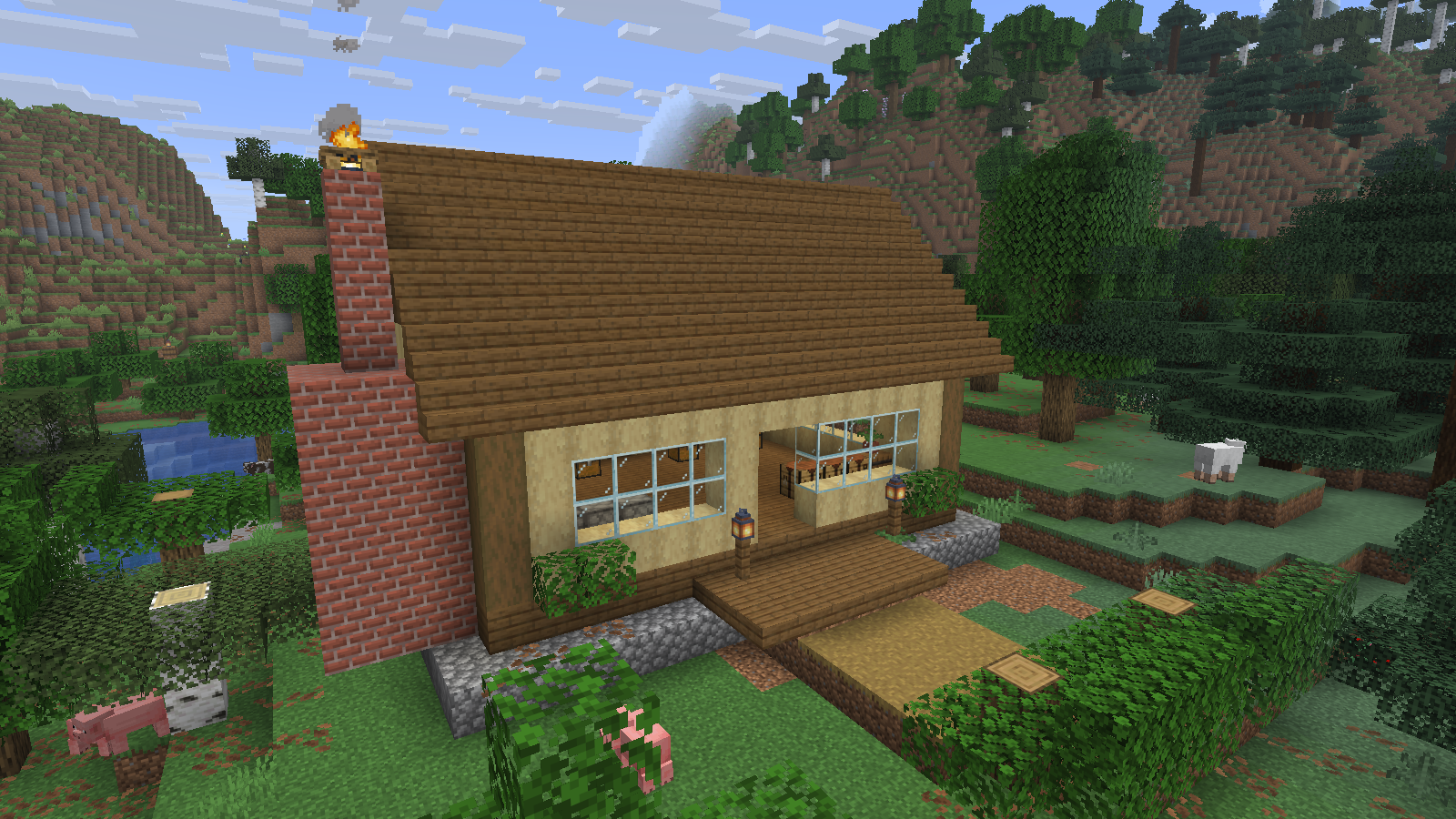 The workshop placed in a prepared woodland clearing in Java 26.2. Creative placement example; surrounding terrain is not included.