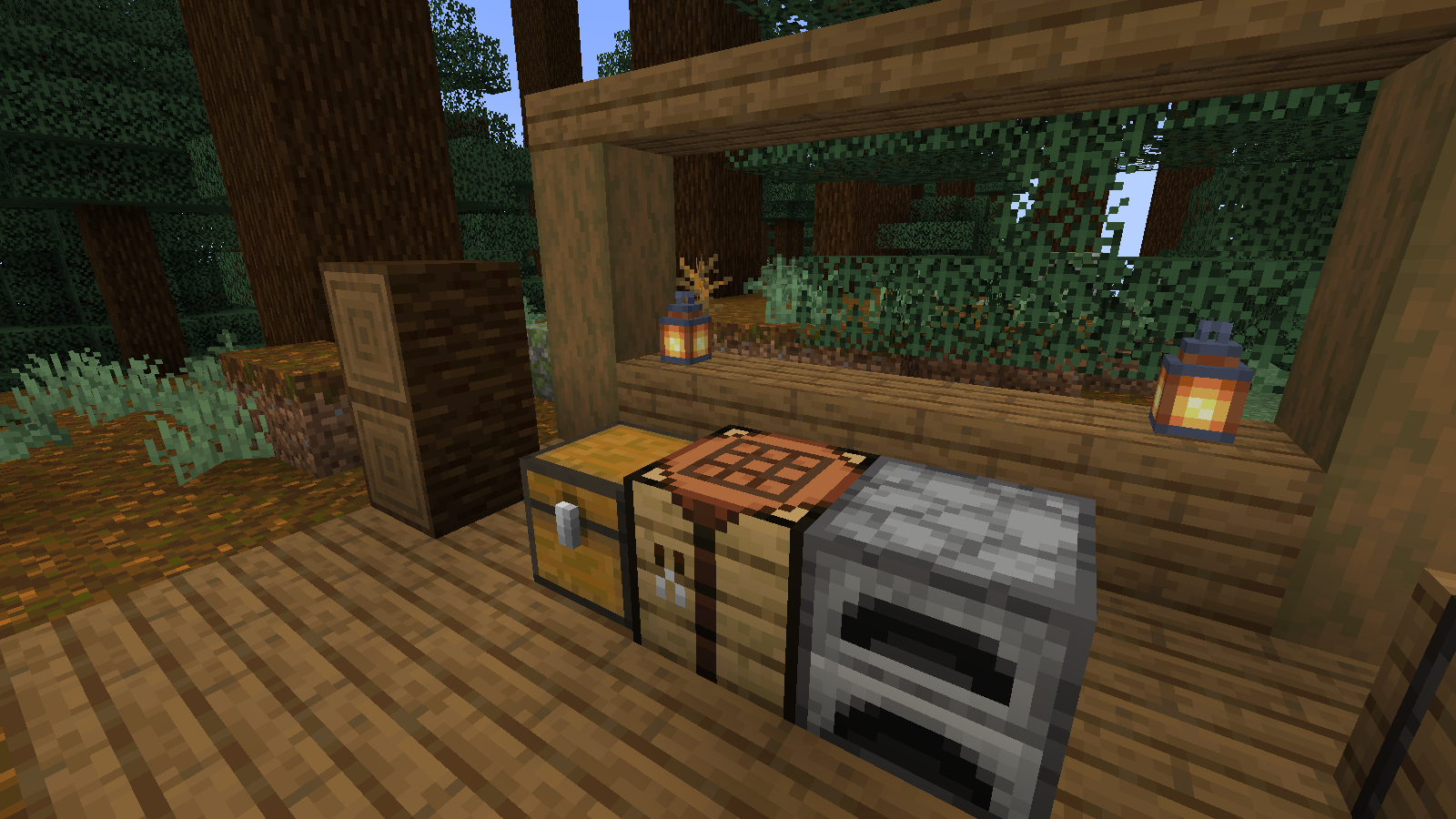A compact storage corner for an ordinary building session.