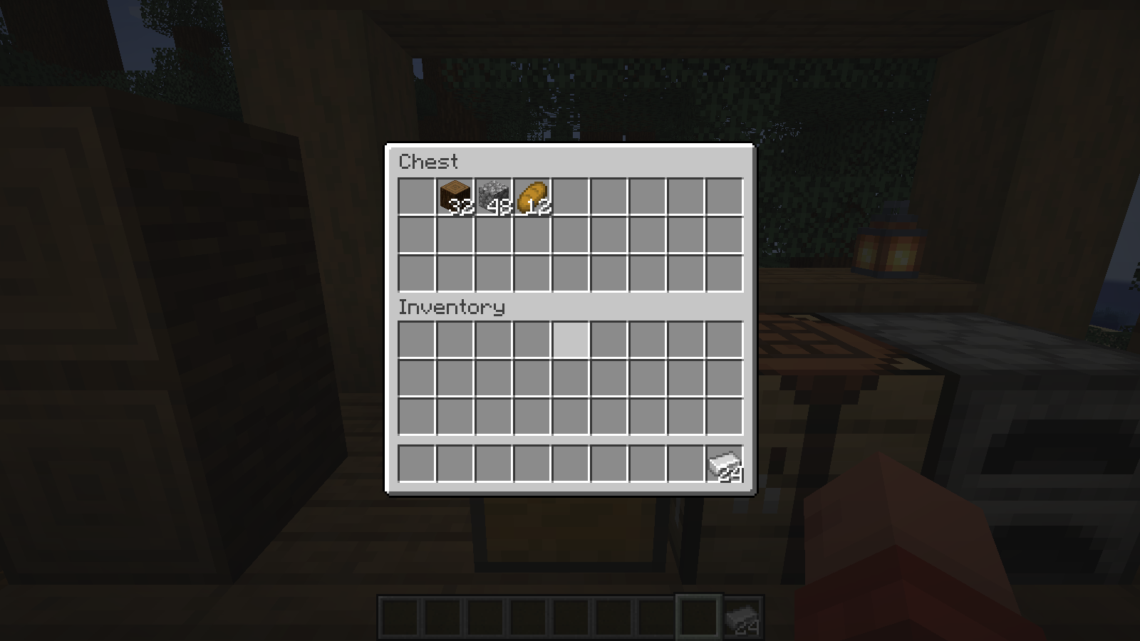 The same world reopened, with the chest supplies and carried items retained.