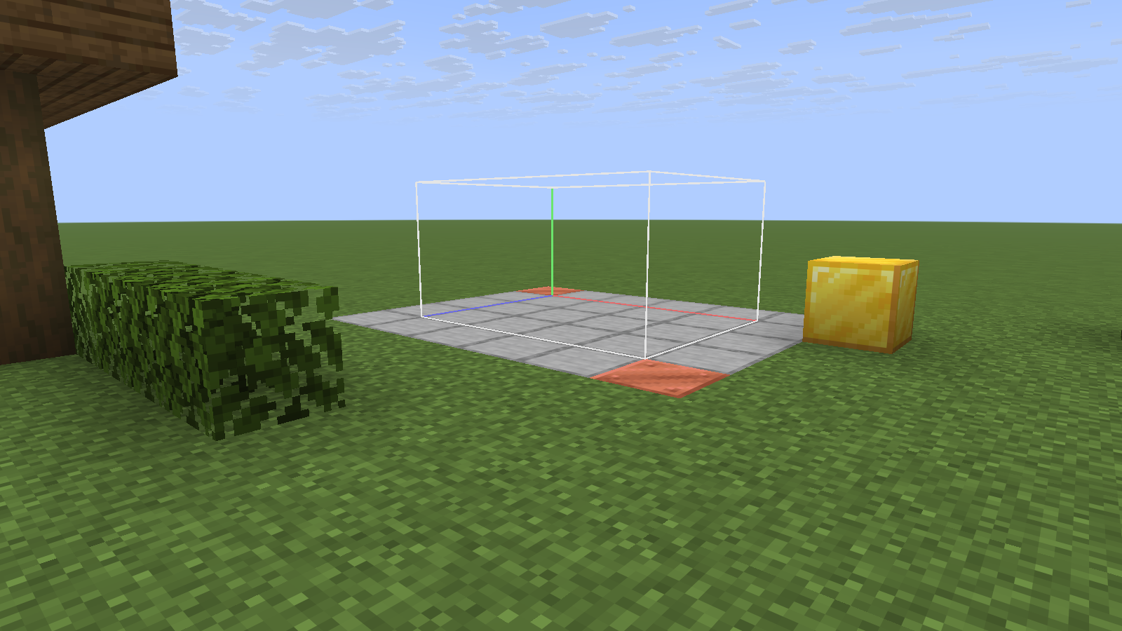 The same view after //undo, with the floor and gold block unchanged.