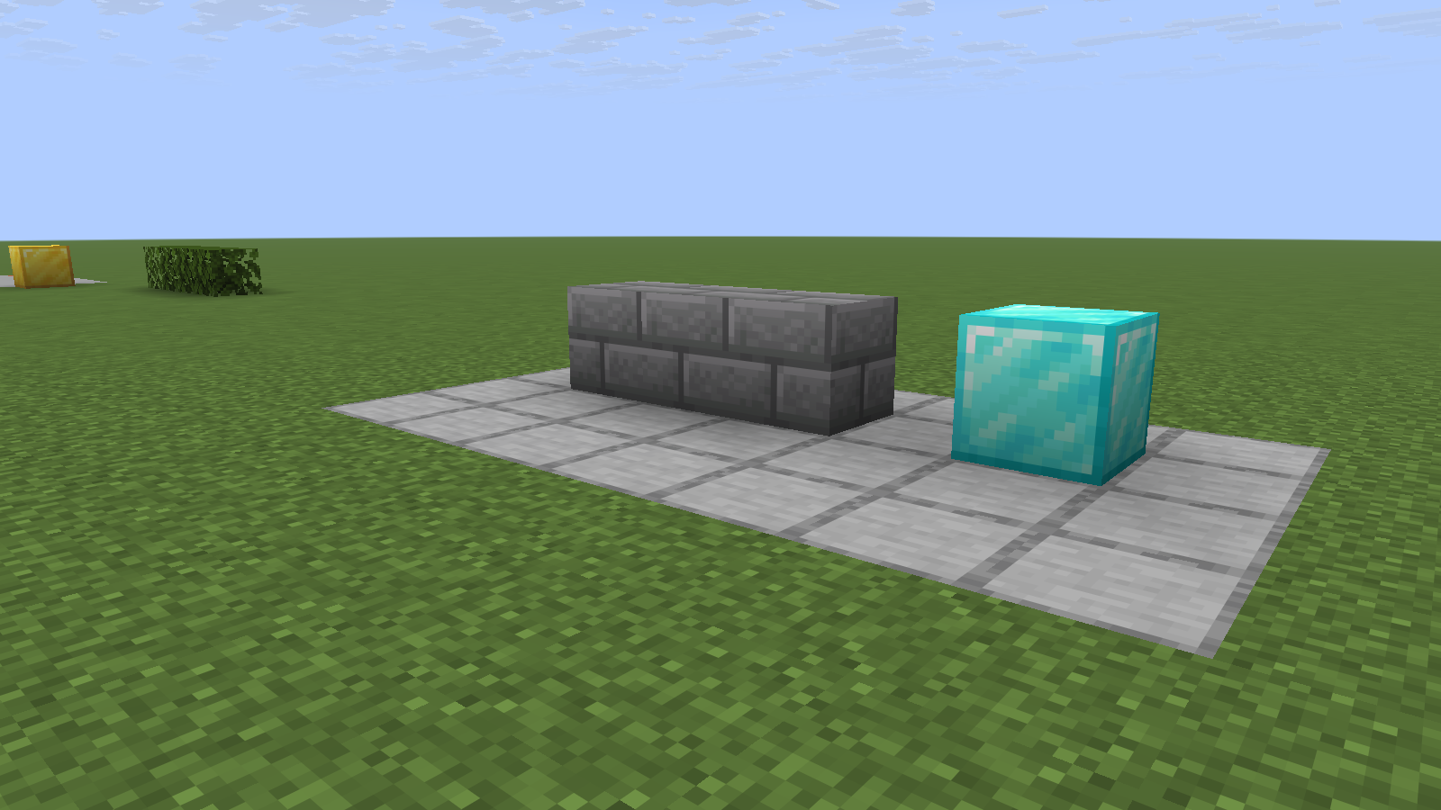 Three placed stone bricks before the targeted rollback; the diamond block is a separate neighbor.