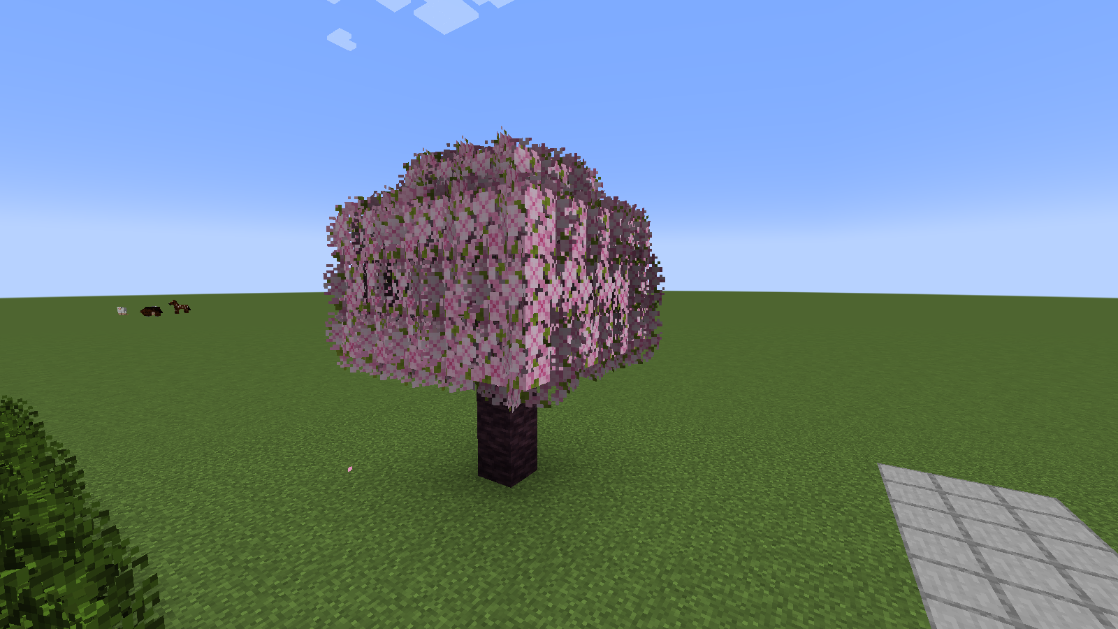 Close view of a handmade cherry tree with the pink leaf edges from Better Leaves 9.6.