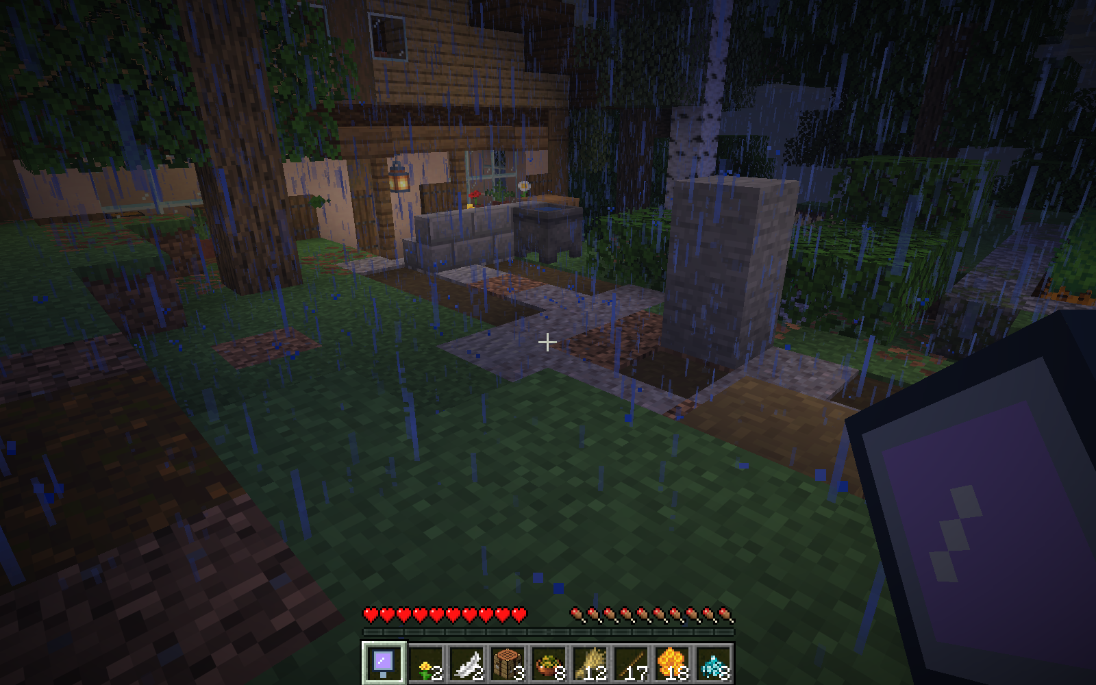 The original two-block stone post remains after undoing the mirrored copies.