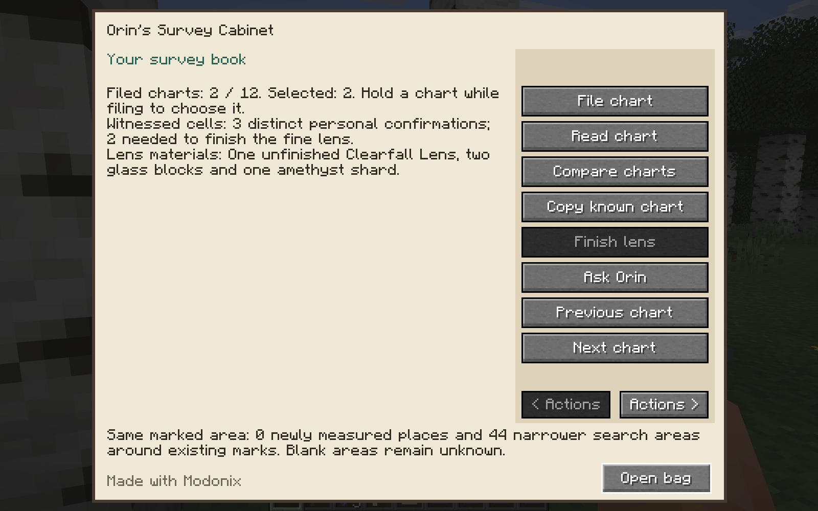 The Survey Cabinet compares two filed charts:44narrower search areas and no newly measured places.
