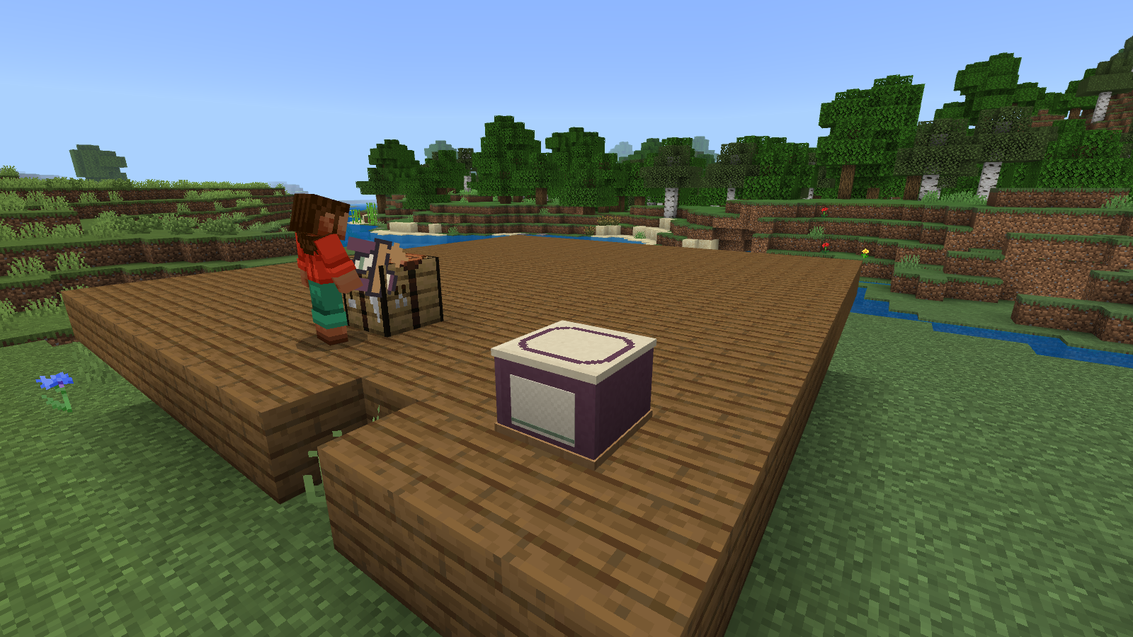 An earned Home Supper Set stands empty outside the packed kitchen, ready to hold a finished pie.