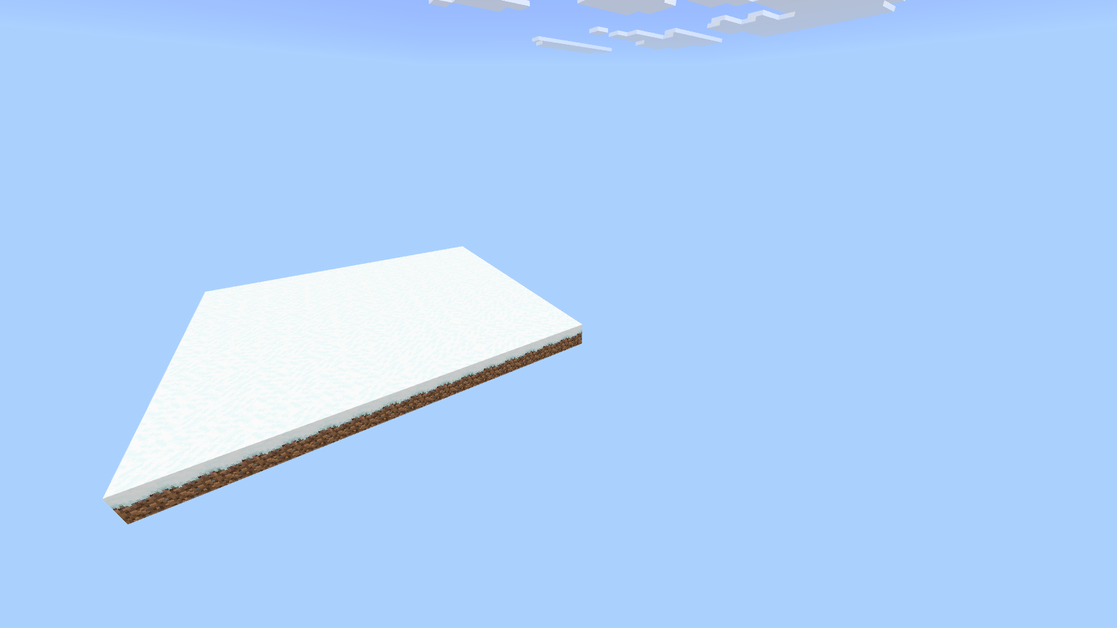 The original snow-covered grass starting platform surrounded by empty sky in VoidWorld.