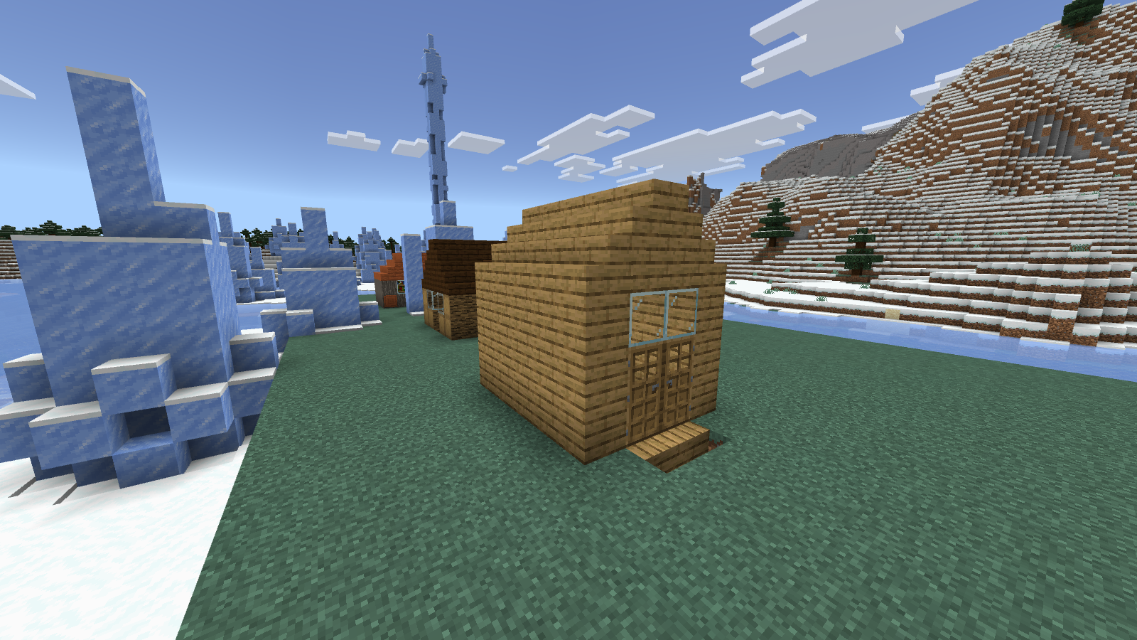 The imported oak house stands on our separate Bedrock practice plot.