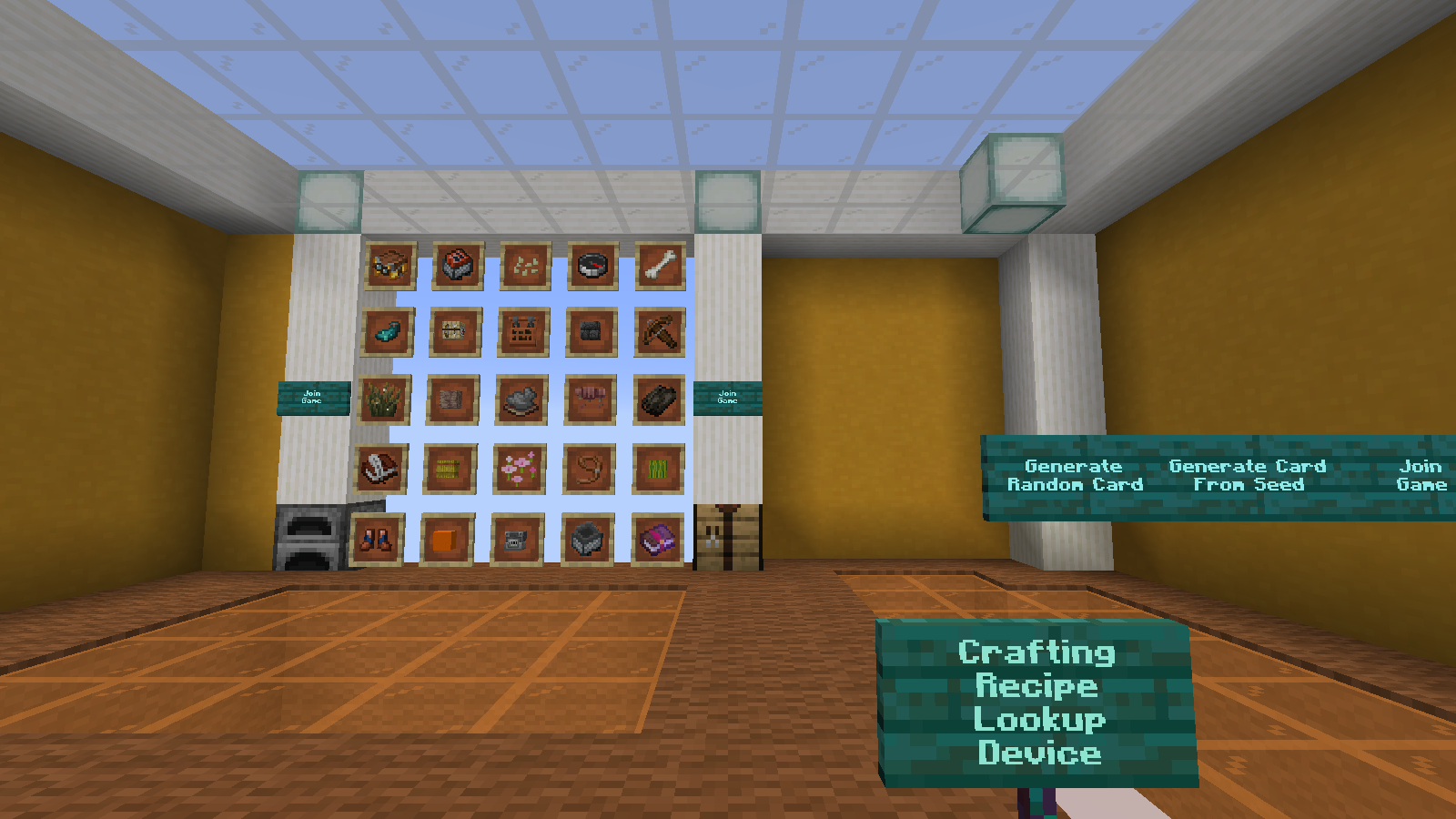 The Fetchr 5.3.3 lobby displays a newly generated five-by-five Bingo card on Java 1.21.10.